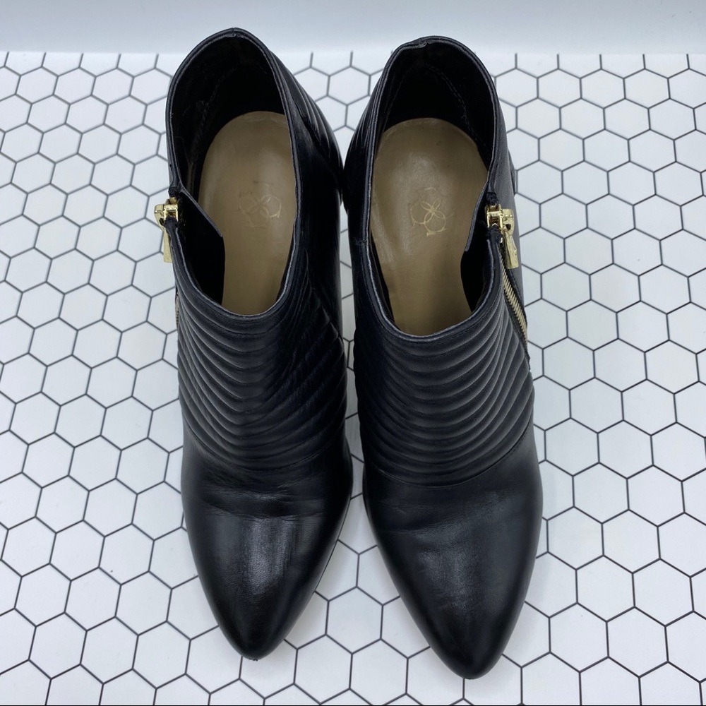 Ann Taylor Black Leather Ankle Stiletto Boots